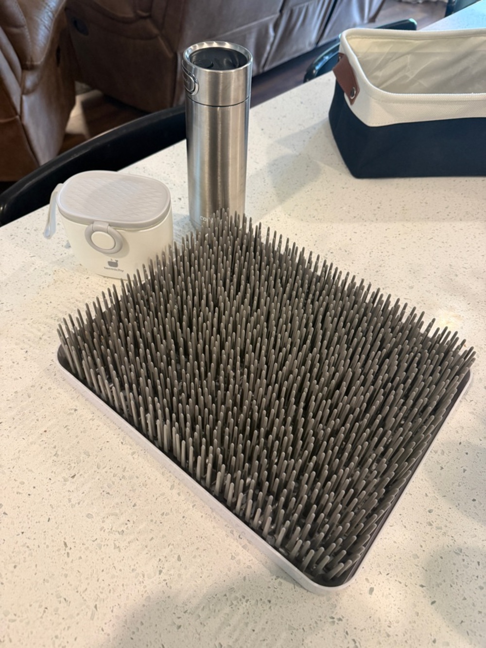 Gray Silicone Grass Drying Rack - Modern Bottle & Stem Dryer